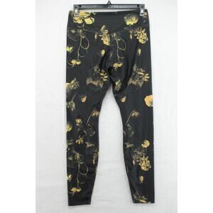 Nike Women’s XL Black & Yellow Floral All Over Rose Prints Activewear Legging